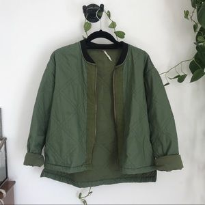 Free people boxy bomber jacket olive xs